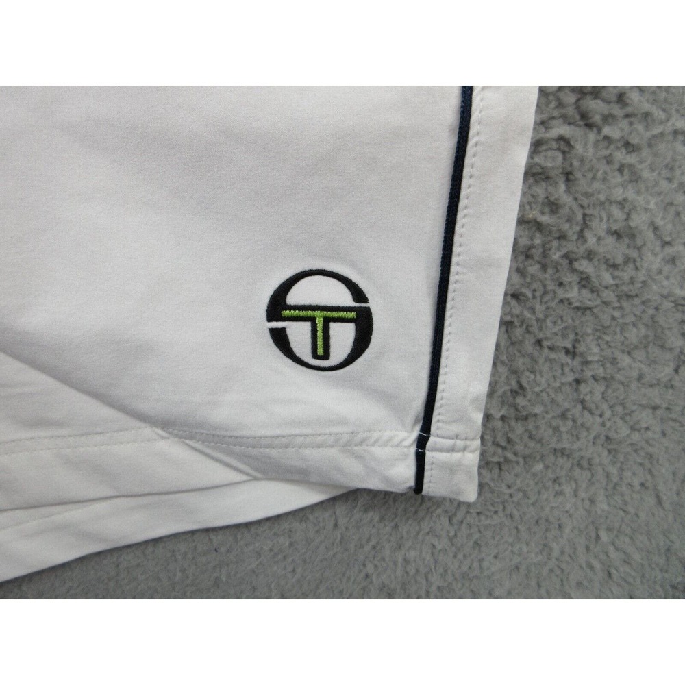 NWOT Sergio Tacchini TCP Shorts Mens Size XXL Mesh Lined WHITE NAVY BLUE Shorts - Picture 3 of 13